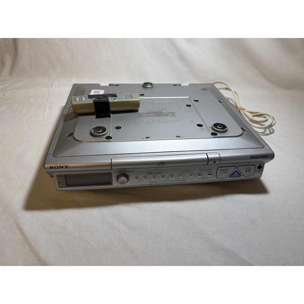 Sony ICF-CD543RM Under Cabinet Kitchen Radio CD Player Mega Bass Silver Remote